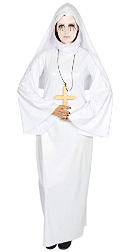 weißes Geister Nonnen Kostüm für Damen - Größe S-XXL - Halloween Verkleidung Fasching Karneval Größe XXL von Foxxeo