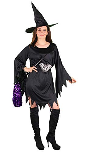 Foxxeo schwarzes Hexen Kostüm mit Hexenhut für Damen Fasching Karneval Halloween GröÃŸe XL von Foxxeo