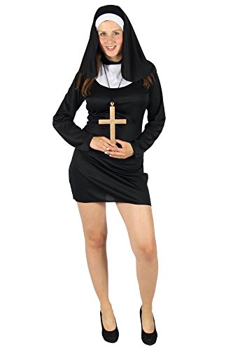 Sexy Nonnen Kostüm für Damen - Größe S bis XXL - zu Motto Party Fasching und Karneval Größe L von Foxxeo