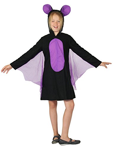 Fledermaus Kostüm für Mädchen Kinder Fledermauskostüm mit Flügeln Halloween Fasching Karneval Größe 110-116 von Foxxeo