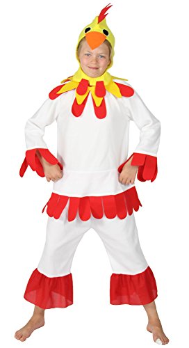 Foxxeo Kostüm Huhnkostüm Hühnerkostüm Huhn Hahn für Kinder weiß Kinderkostüm Größe 110-116 von Foxxeo