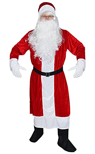 Foxxeo Rotes 6-teiliges Premium Weihnachtsmann für mit Mantel für Herren - Größe M-XXXXL, Größe:L von Foxxeo