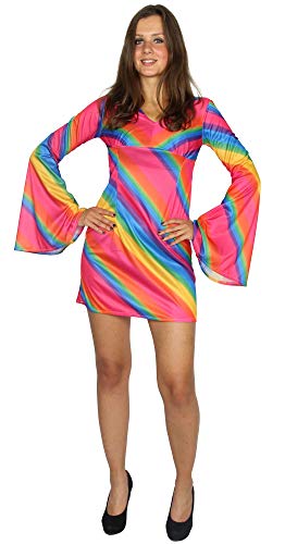 Foxxeo 70er Jahre Regenbogen Kleid für Damen - Größe XS bis XL - Hippiekostüm Hippie Kostüm 70s Disco Größe XL Foxxeo 70er Jahre Regenbogen Kleid für Damen - Größe XS bis XL - Hippiekostüm Hippie Kostüm 70s Disco Größe XL von Foxxeo