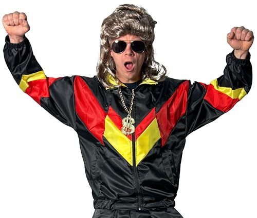 Foxxeo 80er Jahre Kostüm Trainingsjacke für Herren - Größe S-XXXXL, Größe:L von Foxxeo