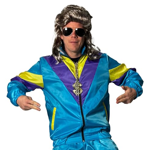 Foxxeo 80er Jahre Kostüm Trainingsjacke für Herren - Größe S-XXXXL, Größe:XXL von Foxxeo