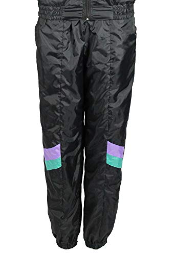 Foxxeo 80er Jahre Kostüm für Erwachsene Premium 80s Trainingshose Assianzug Assi - Herren Größe S-XXXXL - Fasching Karneval Anzug, Farbe Schwarz-grün-lila, Größe: XL von Foxxeo