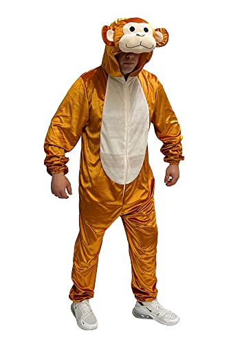 Foxxeo Affen Kostüm für Erwachsene Damen Herren Tier Overall Tierkostüm Größe S-XXXL - Fasching Karneval, Größe:L von Foxxeo