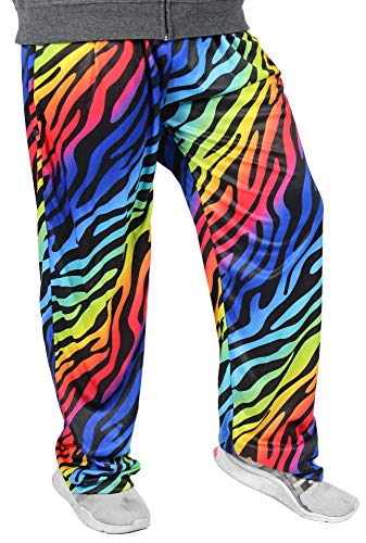 Foxxeo Bunte Jogginghose für Herren zum 80er Jahre Kostüm Zebra neon schwarz - Größe S-XXL - Fasching Karneval Party, Größe:S von Foxxeo