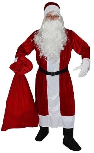 Foxxeo Dunkelrotes 6-teiliges Premium Weihnachtsmann für mit Mantel für Herren - Größe M-XXXXL, Größe:XXXL/XXXXL von Foxxeo