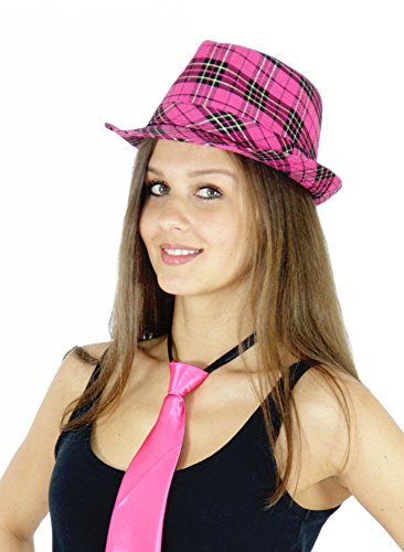 Foxxeo Gangster Hut kariert pink Mafia von Foxxeo