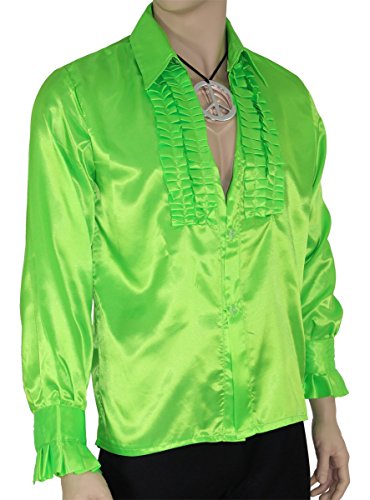 Foxxeo Grünes Rüschenhemd für Herren 70er Jahre Disco Hemd Fasching Karneval Motto-Party grün, Größe L Foxxeo Grünes Rüschenhemd für Herren 70er Jahre Disco Hemd Fasching Karneval Motto-Party grün, Größe L von Foxxeo