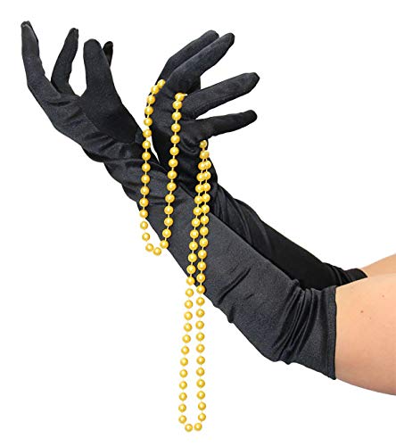Foxxeo Handschuhe schwarz Lange Schwarze lang Halloween Kostüm von Foxxeo