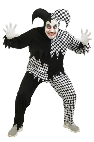 Foxxeo Horror Clown Kostüm für Herren schwarz weiß – Günstiges Halloween Kostüm Größe S – Clown Verkleidung für Erwachsene Karneval Fasching von Foxxeo