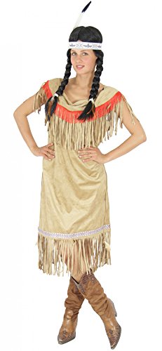 Foxxeo Indianer Kostüm für Damen Indianerin Kleid Indianerkostüm braun beige Damenkostüm GröÃŸe M von Foxxeo