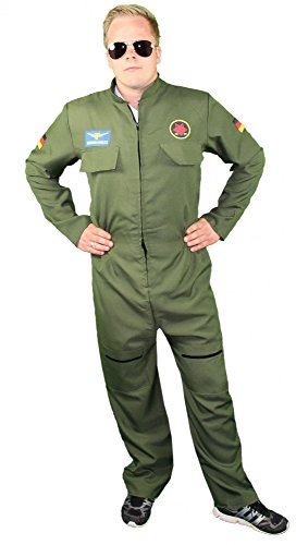 Foxxeo Jetpiloten Kostüm für Herren - Pilotenkostüm Piloten Uniform Jetpilot Anzug für Karneval Fasching Kostüm Pilot Größe S von Foxxeo