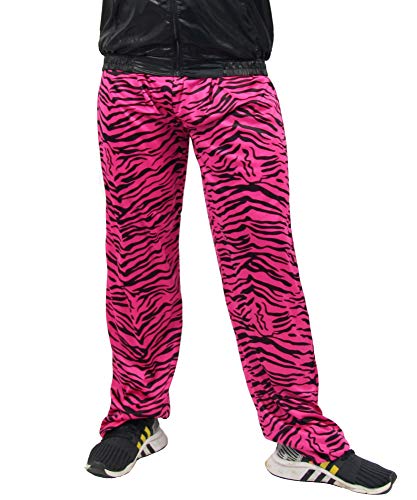 Foxxeo Jogginghose 80er Jahre Kostüm Trainingsanzug Assianzug Jogginganzug Retro schwarz pink S - XXXL, Größe:M von Foxxeo