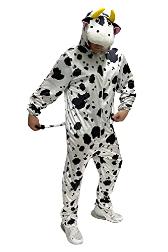 Foxxeo Kuh Kostüm für Erwachsene Damen Herren Tier Overall Tierkostüm Größe S-XXXL - Fasching Karneval, Größe:M von Foxxeo
