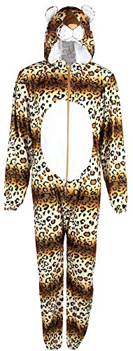 Foxxeo Leoparden Kostüm für Erwachsene Damen Herren Tier Overall Tierkostüm Größe S-XXXL - Leopard Fasching Karneval, Größe:XL von Foxxeo