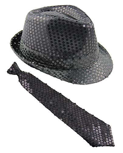Foxxeo Pailletten Kostüm Set für Fasching & Silvester - Schwarz - Hut & Krawatte - Karneval & Junggesellenabschied Foxxeo Pailletten Kostüm Set für Fasching & Silvester - Schwarz - Hut & Krawatte - Karneval & Junggesellenabschied von Foxxeo