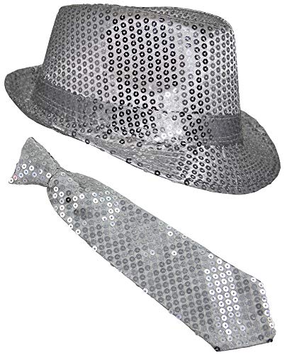 Foxxeo Pailletten Kostüm Set für Fasching & Silvester - Silber - Hut & Krawatte - Karneval & Junggesellenabschied Foxxeo Pailletten Kostüm Set für Fasching & Silvester - Silber - Hut & Krawatte - Karneval & Junggesellenabschied von Foxxeo