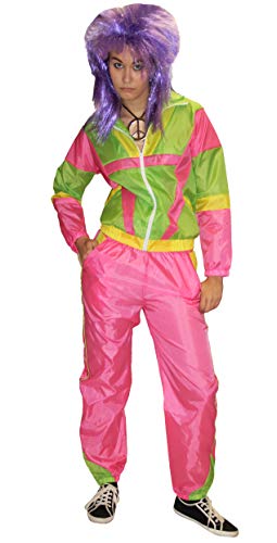 Foxxeo Pinkes 80er Jahre Trainingsanzug Kostüm für Damen - Größe S-XXL - Fasching Karneval Bad Taste Motto Party - Größe L von Foxxeo