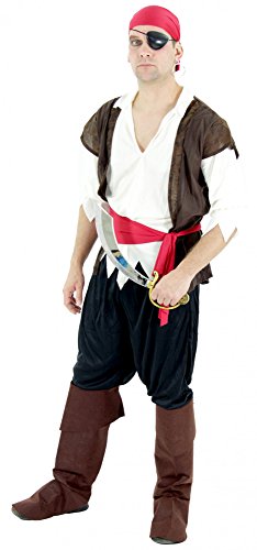 Foxxeo Piraten Kostüm für Herren mit Hose Hemd mit Weste Gürtel und Hut für Fasching und Karneval GröÃŸe L von Foxxeo