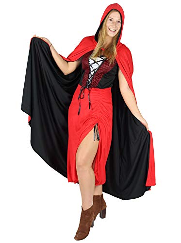 Foxxeo Rotkäppchen Halloween Kostüm für Damen Wolf Jägerin Halloweenkostüm Fasching Karneval rot GröÃŸe L von Foxxeo