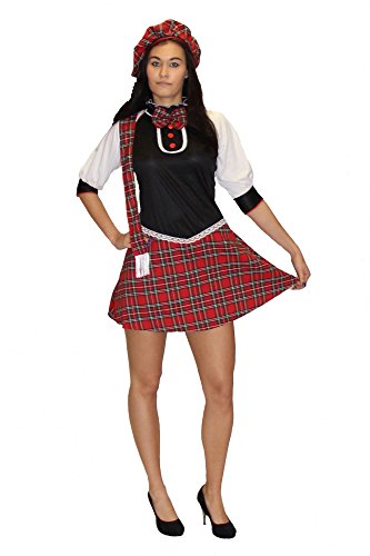 Foxxeo Schotten Kostüm für Damen Schottenkostüm Damenkostüm Schottenrock Rock Fasching Karneval Größe M von Foxxeo