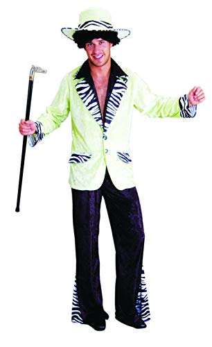 Foxxeo Schwarz grünes Zuhälter Kostüm mit Zebra Print für Herren - Größe M-XL - für Fasching Karneval Junggesellenabschied - Größe: M-L von Foxxeo