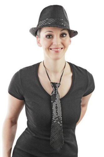 Foxxeo schwarze Pailletten Krawatte für Damen und Herren zu Fasching Karneval Motto Party Paillettenkrawatte Foxxeo schwarze Pailletten Krawatte für Damen und Herren zu Fasching Karneval Motto Party Paillettenkrawatte von Foxxeo