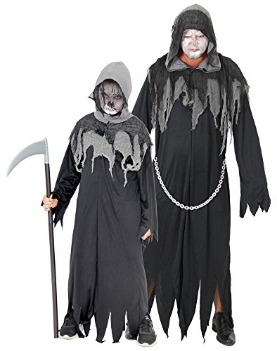 Foxxeo Sensenmann Halloween Kostüm für Jungen Grim Reaper Kinder-Kostüm GröÃŸe 134-140 von Foxxeo