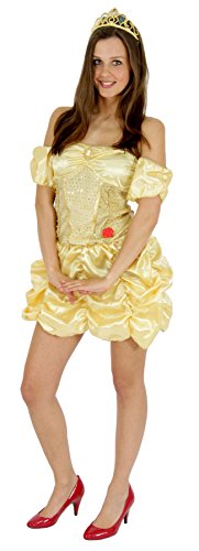 Foxxeo Sexy goldenes Prinzessin Kleid für Damen Prinzessin Kostüm für Fasching und Karneval GröÃŸe L von Foxxeo