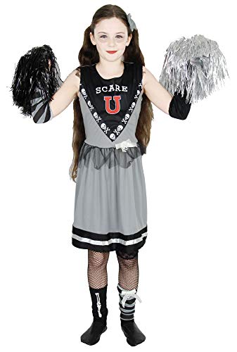 Foxxeo Zombie Cheerleader Kostüm für Mädchen - Größe 110-152 - zu Halloween Fasching Karneval Größe 122-128 von Foxxeo