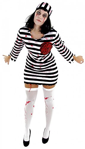 Foxxeo Zombie Sträfling Kostüm für Damen - GröÃŸe XS-M - Streflings Gefangene Halloween Kleid Horror Party Fasching Karneval GröÃŸe XS von Foxxeo