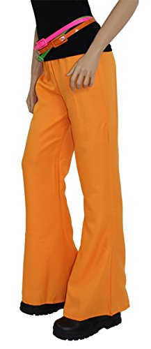 Foxxeo orange 70er 80er Jahre Disco Party Schlaghose für Damen Schlager Star Größe XL von Foxxeo