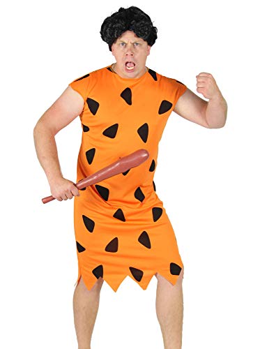 Foxxeo orange schwarzes Steinzeit Herren Kostüm für Fasching und Karneval Paarkostüm Partnerkostüm Erwachsene Größe XXL von Foxxeo