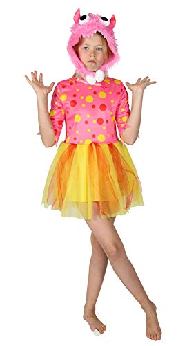 Foxxeo rosa Monster Kostüm für Mädchen Halloween Kinder Kostüme Fasching Karneval, Größe:128/134 von Foxxeo