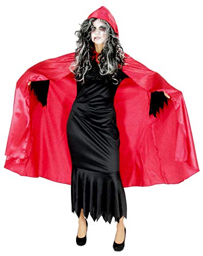 Foxxeo roter Premium Vampir Umhang mit Kapuze für Erwachsene Vampirumhang Kostüm Damen und Herren rot Größe XXXL von Foxxeo