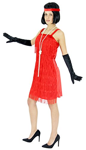 Foxxeo rotes 20er Jahre Kostüm für Damen Charleston Kleider Karneval Fasching Motto-Party Größe M von Foxxeo
