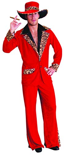 Foxxeo rotes Zuhälter Kostüm mit Leoparden Print für Herren - Größe M-XXXL - für Fasching Karneval Junggesellenabschied - Größe: XXL von Foxxeo