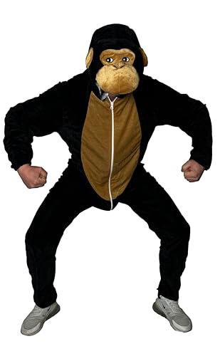 Foxxeo schwarz braunes Gorilla Kostüm für Erwachsene, Größe:M von Foxxeo