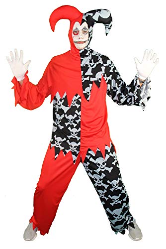 Foxxeo schwarz rotes Horror Clown Kostüm für Herren Halloween Horror Kostüme Erwachsene Fasching Karneval Größe M von Foxxeo
