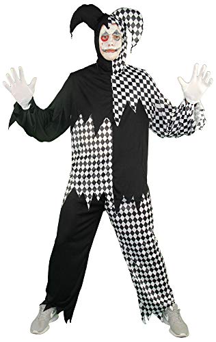 Foxxeo schwarz weißes Horror Clown Kostüm für Herren - Größe M-XXL - Halloween Horror Kostüme Erwachsene Fasching Karneval, Größe:L von Foxxeo
