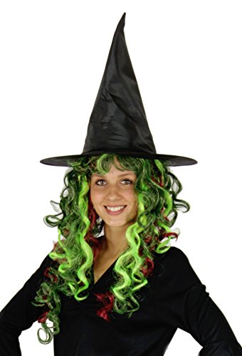 Foxxeo schwarzer Halloween Hexenhut für Damen Horror Party schwarz Hexe Hut Kopfbedeckung von Foxxeo