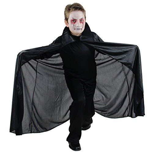 Foxxeo schwarzer Vampir Umhang für Kinder Vampirkostüm Dracula Cape Kinderkostüm Größe 164-170 von Foxxeo