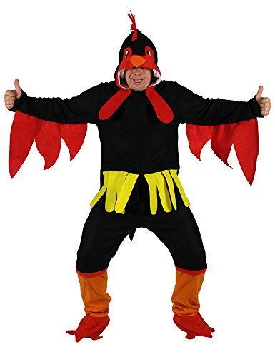 Foxxeo schwarzes Hühner Kostüm für Erwachsene in GröÃŸe M bis XXXL - Huhn Hahn für Herren Henne Tier Damen Herrenkostüm Damenkostüm Tierkostüm GröÃŸe L von Foxxeo