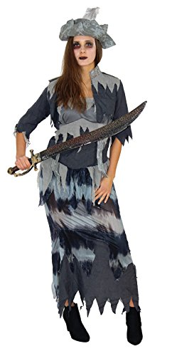Langes Fetzen Geister Piraten Kostüm mit Piratenhut für Damen zu Fasching Karneval Halloween Kleid GröÃŸe XXL von Foxxeo