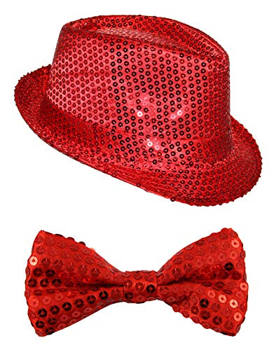 Pailletten Kostüm Set für Fasching & Silvester - Rot - Hut & Fliege - Karneval & Junggesellenabschied Pailletten Kostüm Set für Fasching & Silvester - Rot - Hut & Fliege - Karneval & Junggesellenabschied von Foxxeo