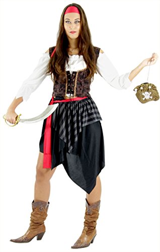 Piraten Kostüm für Damen Fasching Piratin Rock Piratenbraut Frauen Karneval Fasching Größe M von Foxxeo