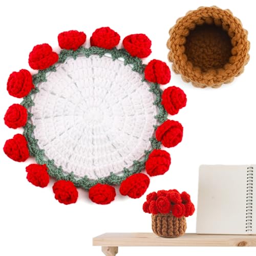 Foydream Handgemachte Makramee Untersetzer, Rund Handgefertigte Baumwolluntersetzer, DIY Handgestrickte Dekoration, rutschfeste Wiederverwendbare Cup-Matte für Gläser, Tassen von Foydream